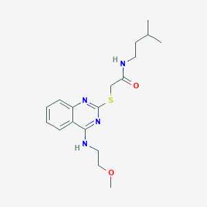 molecular formula C18H26N4O2S B2917791 N-isopentyl-2-((4-((2-methoxyethyl)amino)quinazolin-2-yl)thio)acetamide CAS No. 422533-07-1