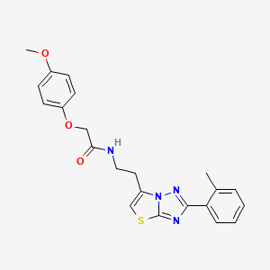 molecular formula C22H22N4O3S B2917793 2-(4-methoxyphenoxy)-N-(2-(2-(o-tolyl)thiazolo[3,2-b][1,2,4]triazol-6-yl)ethyl)acetamide CAS No. 941945-25-1