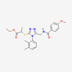 molecular formula C24H28N4O4S B2917804 ethyl 2-{[4-(2,3-dimethylphenyl)-5-{[(4-methoxyphenyl)formamido]methyl}-4H-1,2,4-triazol-3-yl]sulfanyl}propanoate CAS No. 476432-04-9