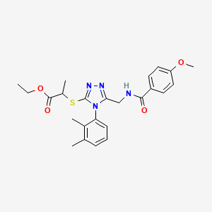 molecular formula C24H28N4O4S B2917804 Ethyl 2-[[4-(2,3-dimethylphenyl)-5-[[(4-methoxybenzoyl)amino]methyl]-1,2,4-triazol-3-yl]sulfanyl]propanoate CAS No. 476432-04-9