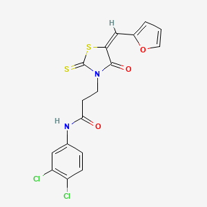 molecular formula C17H12Cl2N2O3S2 B2917806 N-(3,4-dichlorophenyl)-3-[(5E)-5-(furan-2-ylmethylidene)-4-oxo-2-thioxo-1,3-thiazolidin-3-yl]propanamide CAS No. 682783-51-3