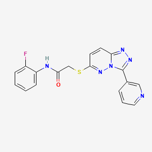 molecular formula C18H13FN6OS B2917811 N-(2-fluorophenyl)-2-{[3-(pyridin-3-yl)-[1,2,4]triazolo[4,3-b]pyridazin-6-yl]sulfanyl}acetamide CAS No. 868968-55-2