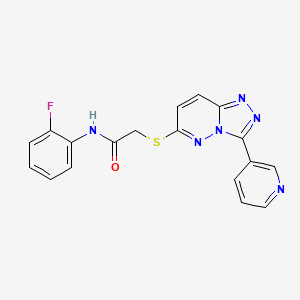 molecular formula C18H13FN6OS B2917811 N-(2-氟苯基)-2-[(3-吡啶-3-基-[1,2,4]三唑并[4,3-b]哒嗪-6-基)硫代]乙酰胺 CAS No. 868968-55-2