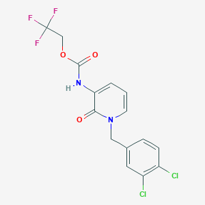 molecular formula C15H11Cl2F3N2O3 B2917813 2,2,2-trifluoroethyl N-[1-(3,4-dichlorobenzyl)-2-oxo-1,2-dihydro-3-pyridinyl]carbamate CAS No. 338783-83-8
