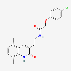 molecular formula C21H21ClN2O3 B2917831 2-(4-chlorophenoxy)-N-[2-(5,8-dimethyl-2-oxo-1,2-dihydroquinolin-3-yl)ethyl]acetamide CAS No. 851406-49-0