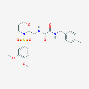 molecular formula C23H29N3O7S B2917840 N-{[3-(3,4-dimethoxybenzenesulfonyl)-1,3-oxazinan-2-yl]methyl}-N'-[(4-methylphenyl)methyl]ethanediamide CAS No. 872976-17-5