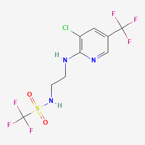 molecular formula C9H8ClF6N3O2S B2917852 N-(2-{[3-chloro-5-(trifluoromethyl)-2-pyridinyl]amino}ethyl)(trifluoro)methanesulfonamide CAS No. 338406-31-8