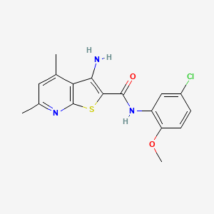 molecular formula C17H16ClN3O2S B2917867 3-amino-N-(5-chloro-2-methoxyphenyl)-4,6-dimethylthieno[2,3-b]pyridine-2-carboxamide CAS No. 332949-99-2