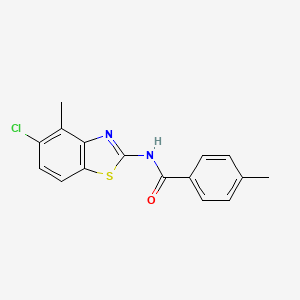 molecular formula C16H13ClN2OS B2917871 N-(5-chloro-4-methyl-1,3-benzothiazol-2-yl)-4-methylbenzamide CAS No. 912758-64-6
