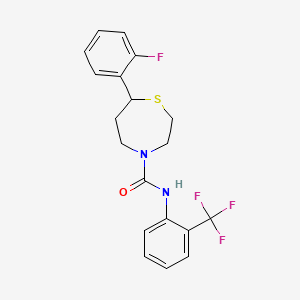 molecular formula C19H18F4N2OS B2917875 7-(2-fluorophenyl)-N-(2-(trifluoromethyl)phenyl)-1,4-thiazepane-4-carboxamide CAS No. 1705197-77-8