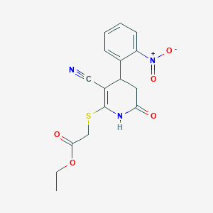 B2917929 Ethyl {[3-cyano-6-hydroxy-4-(2-nitrophenyl)-4,5-dihydropyridin-2-yl]sulfanyl}acetate CAS No. 364744-80-9