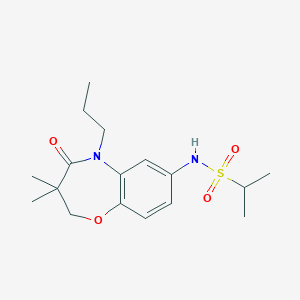 molecular formula C17H26N2O4S B2917966 N-(3,3-dimethyl-4-oxo-5-propyl-2,3,4,5-tetrahydro-1,5-benzoxazepin-7-yl)propane-2-sulfonamide CAS No. 921914-82-1