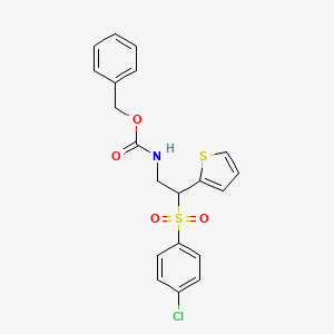 molecular formula C20H18ClNO4S2 B2917995 Benzyl (2-((4-chlorophenyl)sulfonyl)-2-(thiophen-2-yl)ethyl)carbamate CAS No. 896322-22-8