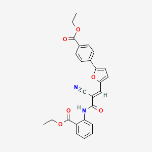 molecular formula C26H22N2O6 B2918012 ethyl 4-[5-(2-cyano-2-{[2-(ethoxycarbonyl)phenyl]carbamoyl}eth-1-en-1-yl)furan-2-yl]benzoate CAS No. 379714-57-5