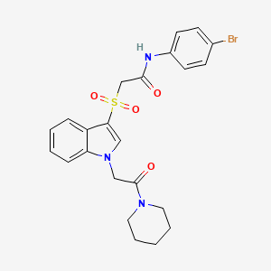 molecular formula C23H24BrN3O4S B2918014 N-(4-bromophenyl)-2-((1-(2-oxo-2-(piperidin-1-yl)ethyl)-1H-indol-3-yl)sulfonyl)acetamide CAS No. 878056-73-6