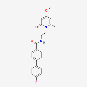 molecular formula C22H21FN2O3 B2918018 4'-fluoro-N-(2-(4-methoxy-6-methyl-2-oxopyridin-1(2H)-yl)ethyl)-[1,1'-biphenyl]-4-carboxamide CAS No. 2034455-65-5