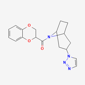 molecular formula C18H20N4O3 B2918020 8-(2,3-dihydro-1,4-benzodioxine-2-carbonyl)-3-(1H-1,2,3-triazol-1-yl)-8-azabicyclo[3.2.1]octane CAS No. 2194847-34-0