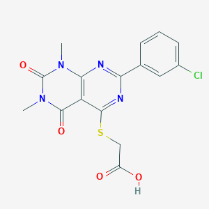 molecular formula C16H13ClN4O4S B2918050 2-{[2-(3-chlorophenyl)-6,8-dimethyl-5,7-dioxo-5H,6H,7H,8H-[1,3]diazino[4,5-d]pyrimidin-4-yl]sulfanyl}acetic acid CAS No. 872694-67-2