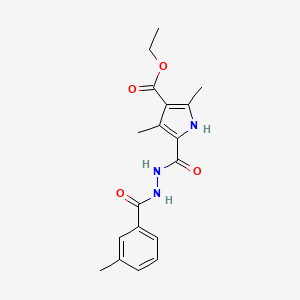 molecular formula C18H21N3O4 B2918104 ETHYL 2,4-DIMETHYL-5-{[(3-METHYLPHENYL)FORMOHYDRAZIDO]CARBONYL}-1H-PYRROLE-3-CARBOXYLATE CAS No. 865615-23-2