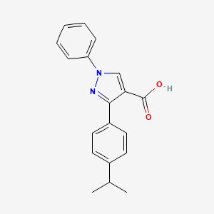 molecular formula C19H18N2O2 B2918106 1-phenyl-3-[4-(propan-2-yl)phenyl]-1H-pyrazole-4-carboxylic acid CAS No. 956181-55-8