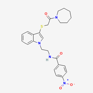 molecular formula C25H28N4O4S B2918127 N-[2-(3-{[2-(azepan-1-yl)-2-oxoethyl]sulfanyl}-1H-indol-1-yl)ethyl]-4-nitrobenzamide CAS No. 532973-49-2