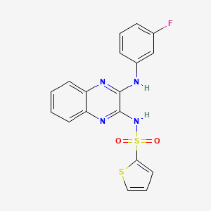 molecular formula C18H13FN4O2S2 B2918128 N-(3-((3-fluorophenyl)amino)quinoxalin-2-yl)thiophene-2-sulfonamide CAS No. 573696-93-2