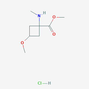 molecular formula C8H16ClNO3 B2918130 Methyl 3-methoxy-1-(methylamino)cyclobutane-1-carboxylate hydrochloride CAS No. 2173996-22-8