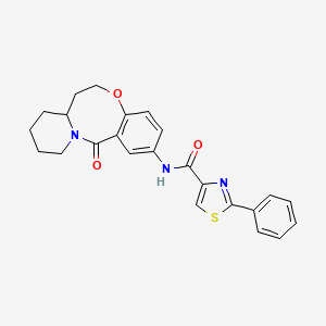 molecular formula C24H23N3O3S B2918154 N-(6-Oxo-2,3,4,12,13,13a-hexahydro-1H-pyrido[2,1-d][1,5]benzoxazocin-8-yl)-2-phenyl-1,3-thiazole-4-carboxamide CAS No. 1327642-37-4