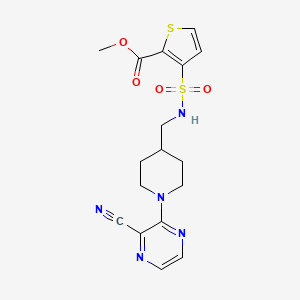 molecular formula C17H19N5O4S2 B2918185 methyl 3-(N-((1-(3-cyanopyrazin-2-yl)piperidin-4-yl)methyl)sulfamoyl)thiophene-2-carboxylate CAS No. 1797258-12-8