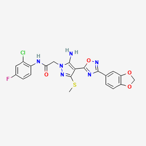 2-(5-amino-4-(3-(benzo[d][1,3]dioxol-5-yl)-1,2,4-oxadiazol-5-yl)-3-(methylthio)-1H-pyrazol-1-yl)-N-(2-chloro-4-fluorophenyl)acetamide