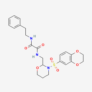 molecular formula C23H27N3O7S B2918199 N-{[3-(2,3-dihydro-1,4-benzodioxine-6-sulfonyl)-1,3-oxazinan-2-yl]methyl}-N'-(2-phenylethyl)ethanediamide CAS No. 869071-71-6