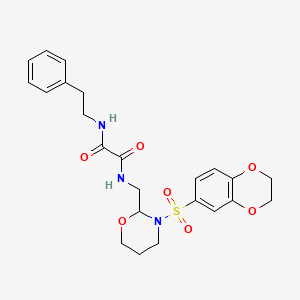 N1-((3-((2,3-dihydrobenzo[b][1,4]dioxin-6-yl)sulfonyl)-1,3-oxazinan-2-yl)methyl)-N2-phenethyloxalamide