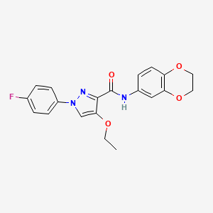 molecular formula C20H18FN3O4 B2918201 N-(2,3-dihydro-1,4-benzodioxin-6-yl)-4-ethoxy-1-(4-fluorophenyl)-1H-pyrazole-3-carboxamide CAS No. 1210136-16-5