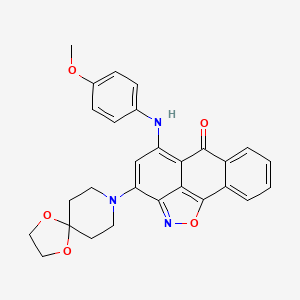 B2918248 5-((4-methoxyphenyl)amino)-3-(1,4-dioxa-8-azaspiro[4.5]decan-8-yl)-6H-anthra[1,9-cd]isoxazol-6-one CAS No. 380889-98-5