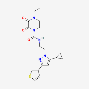 N-(2-(5-cyclopropyl-3-(thiophen-3-yl)-1H-pyrazol-1-yl)ethyl)-4-ethyl-2,3-dioxopiperazine-1-carboxamide