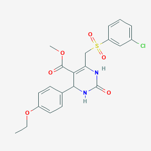 molecular formula C21H21ClN2O6S B2918307 methyl 6-[(3-chlorobenzenesulfonyl)methyl]-4-(4-ethoxyphenyl)-2-oxo-1,2,3,4-tetrahydropyrimidine-5-carboxylate CAS No. 900013-00-5