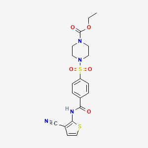 molecular formula C19H20N4O5S2 B2918316 ethyl 4-{4-[(3-cyanothiophen-2-yl)carbamoyl]benzenesulfonyl}piperazine-1-carboxylate CAS No. 865545-95-5