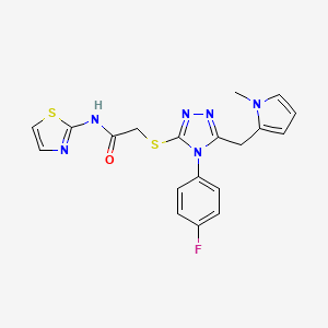 2-((4-(4-fluorophenyl)-5-((1-methyl-1H-pyrrol-2-yl)methyl)-4H-1,2,4-triazol-3-yl)thio)-N-(thiazol-2-yl)acetamide