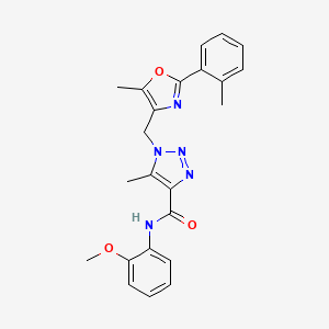 molecular formula C23H23N5O3 B2918333 N-(2-methoxyphenyl)-5-methyl-1-{[5-methyl-2-(2-methylphenyl)-1,3-oxazol-4-yl]methyl}-1H-1,2,3-triazole-4-carboxamide CAS No. 946213-91-8