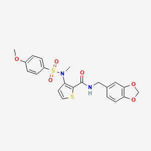 molecular formula C21H20N2O6S2 B2918346 N-[(2H-1,3-benzodioxol-5-yl)methyl]-3-(N-methyl4-methoxybenzenesulfonamido)thiophene-2-carboxamide CAS No. 1115871-63-0