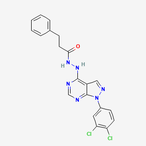 molecular formula C20H16Cl2N6O B2918387 N'-[1-(3,4-dichlorophenyl)-1H-pyrazolo[3,4-d]pyrimidin-4-yl]-3-phenylpropanehydrazide CAS No. 890947-38-3