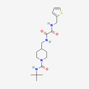 molecular formula C18H28N4O3S B2918396 N'-{[1-(tert-butylcarbamoyl)piperidin-4-yl]methyl}-N-[(thiophen-2-yl)methyl]ethanediamide CAS No. 1235039-83-4