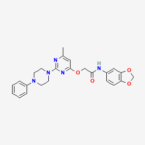 molecular formula C24H25N5O4 B2918403 N-(2H-1,3-BENZODIOXOL-5-YL)-2-{[6-METHYL-2-(4-PHENYLPIPERAZIN-1-YL)PYRIMIDIN-4-YL]OXY}ACETAMIDE CAS No. 1251579-93-7