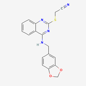 2-[4-(1,3-Benzodioxol-5-ylmethylamino)quinazolin-2-yl]sulfanylacetonitrile