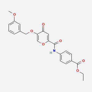 molecular formula C23H21NO7 B2918411 ethyl 4-(5-((3-methoxybenzyl)oxy)-4-oxo-4H-pyran-2-carboxamido)benzoate CAS No. 1021209-87-9