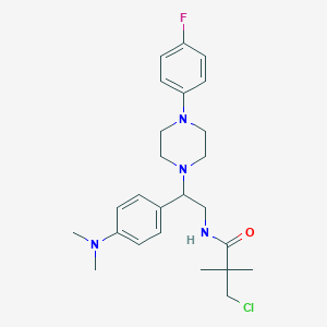molecular formula C25H34ClFN4O B2918453 3-chloro-N-{2-[4-(dimethylamino)phenyl]-2-[4-(4-fluorophenyl)piperazino]ethyl}-2,2-dimethylpropanamide CAS No. 1005297-56-2