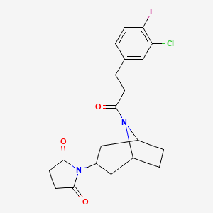 1-((1R,5S)-8-(3-(3-chloro-4-fluorophenyl)propanoyl)-8-azabicyclo[3.2.1]octan-3-yl)pyrrolidine-2,5-dione