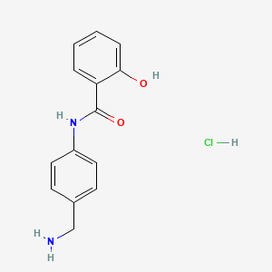 molecular formula C14H15ClN2O2 B2918457 N-[4-(aminomethyl)phenyl]-2-hydroxybenzamide hydrochloride CAS No. 2225142-55-0