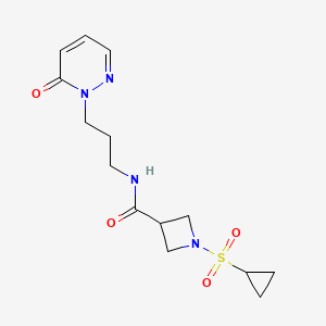 molecular formula C14H20N4O4S B2918463 1-(cyclopropanesulfonyl)-N-[3-(6-oxo-1,6-dihydropyridazin-1-yl)propyl]azetidine-3-carboxamide CAS No. 1428380-03-3
