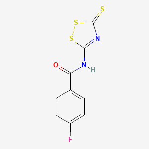4-fluoro-N-(3-thioxo-3H-1,2,4-dithiazol-5-yl)benzamide